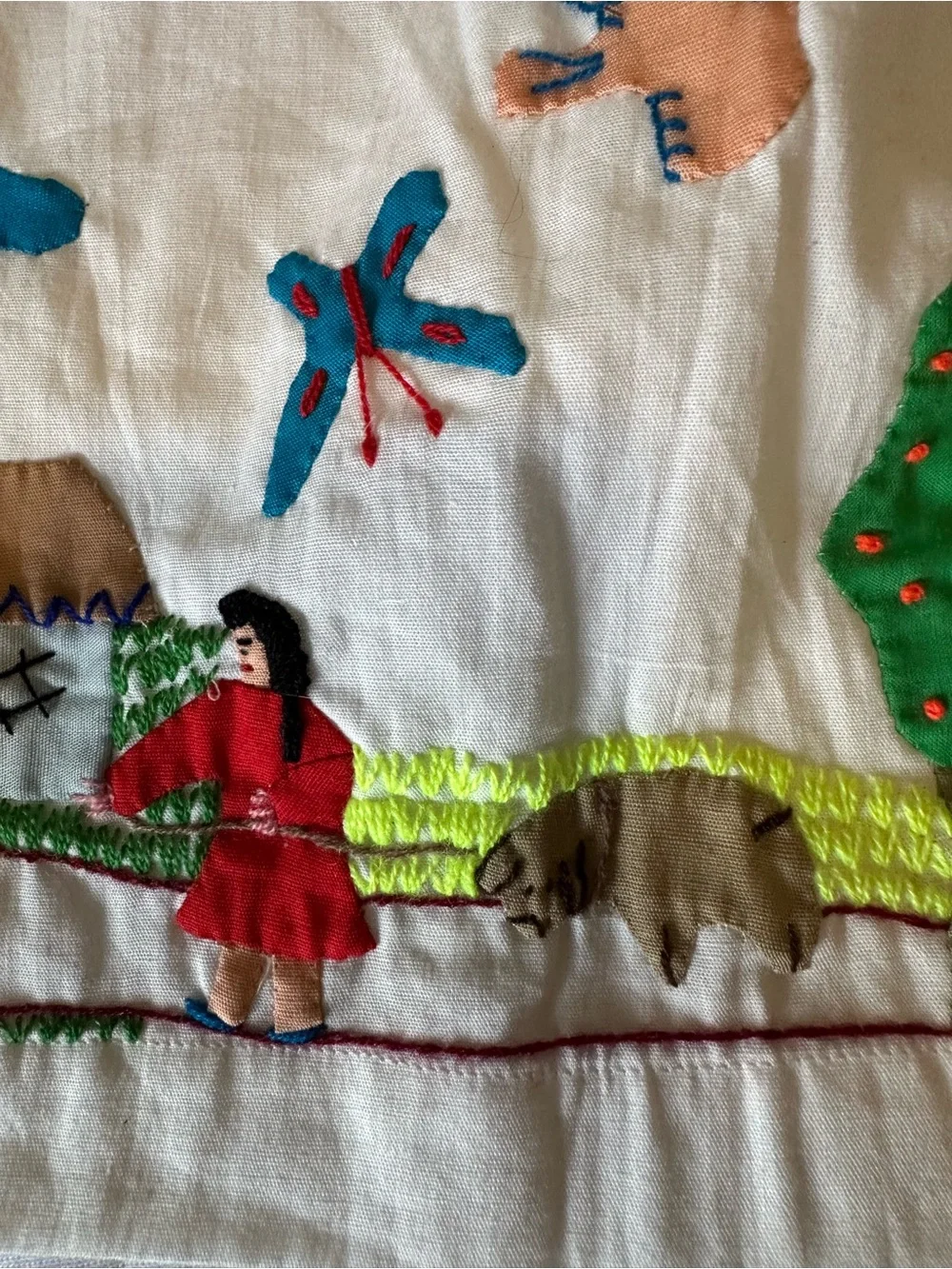 Handmade Colombian Folk Art Cotton Skirt Wearable Art Cottagecore - Picture 3 of 9